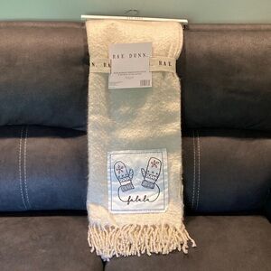 NEW Rae Dunn FA LA LA MITTEN FAUX MOHAIR 50X60 THROW WITH PATCH